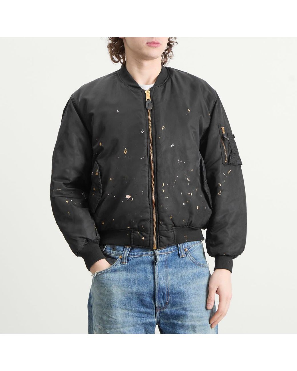 Mastercraft Union Black Washed Nylon Bomber Jacket for men