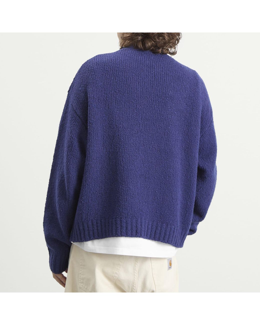 BOUND Blue Cropped Wool Jumper for men