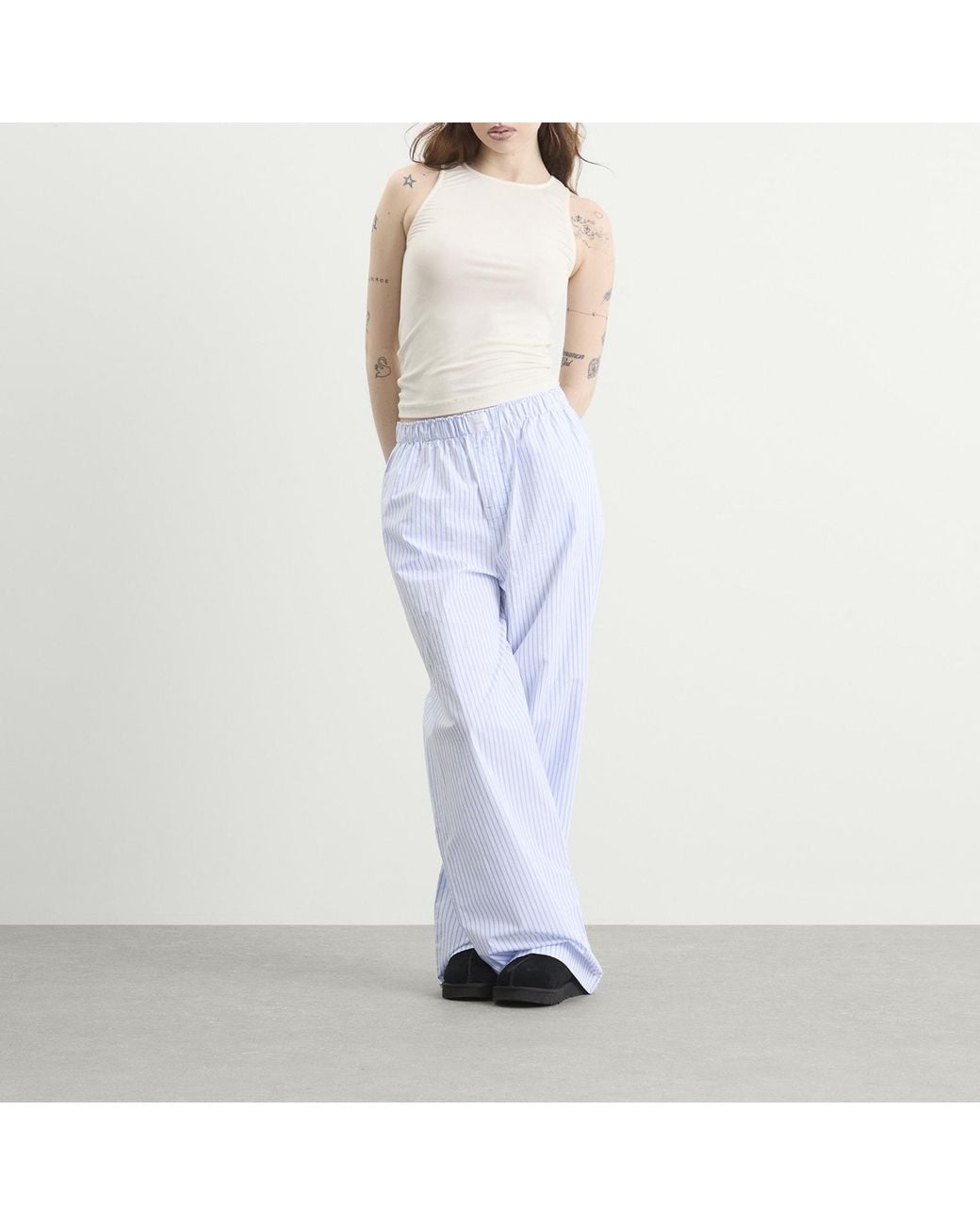 Calvin Klein Blue Cotton Poplin Sleep Pant