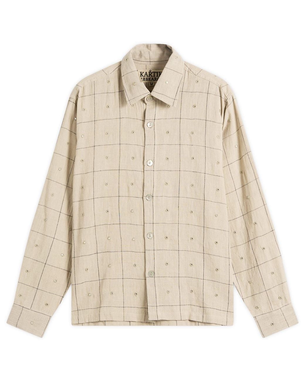 Kartik Research Natural Embroidered Mirror Box Shirt for men