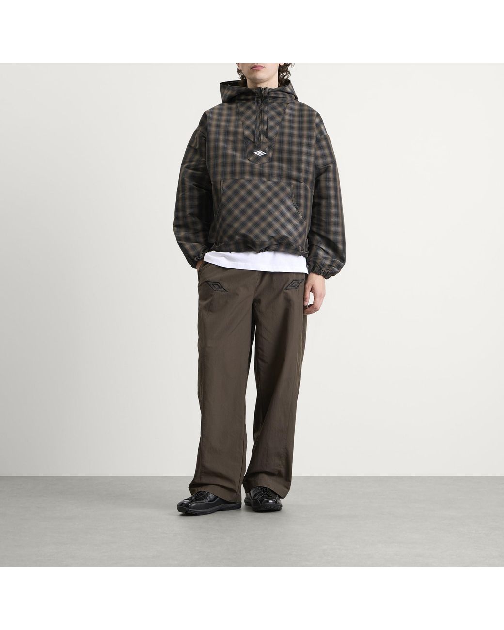 Umbro by Slam Jam Gray Checked Masked Anorak for men