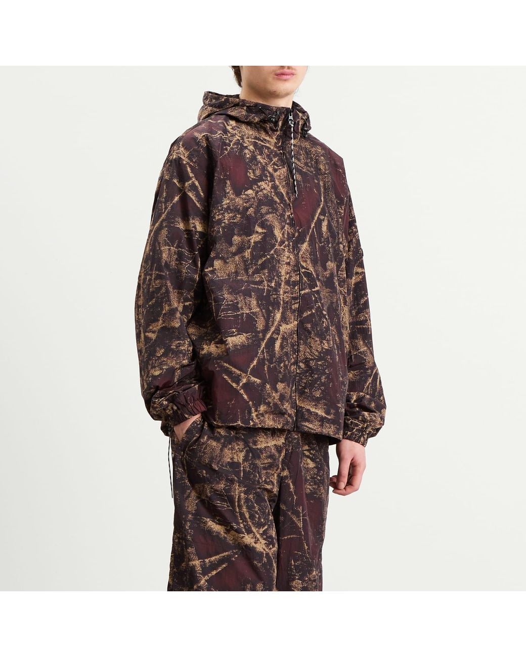 No Problemo Brown Forest Glitch Nylon Jacket for men