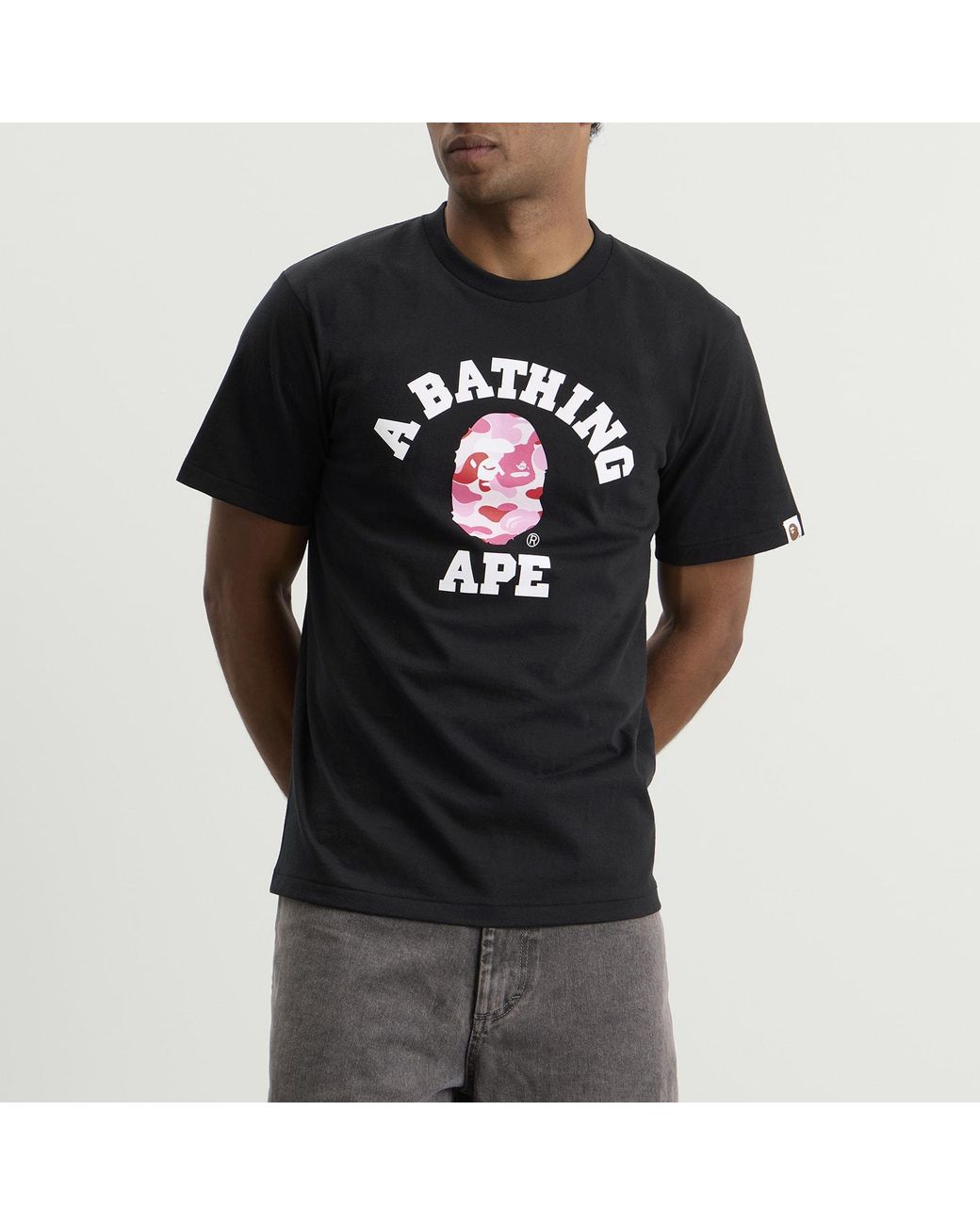 A Bathing Ape Black Abc Camo College T-Shirt for men
