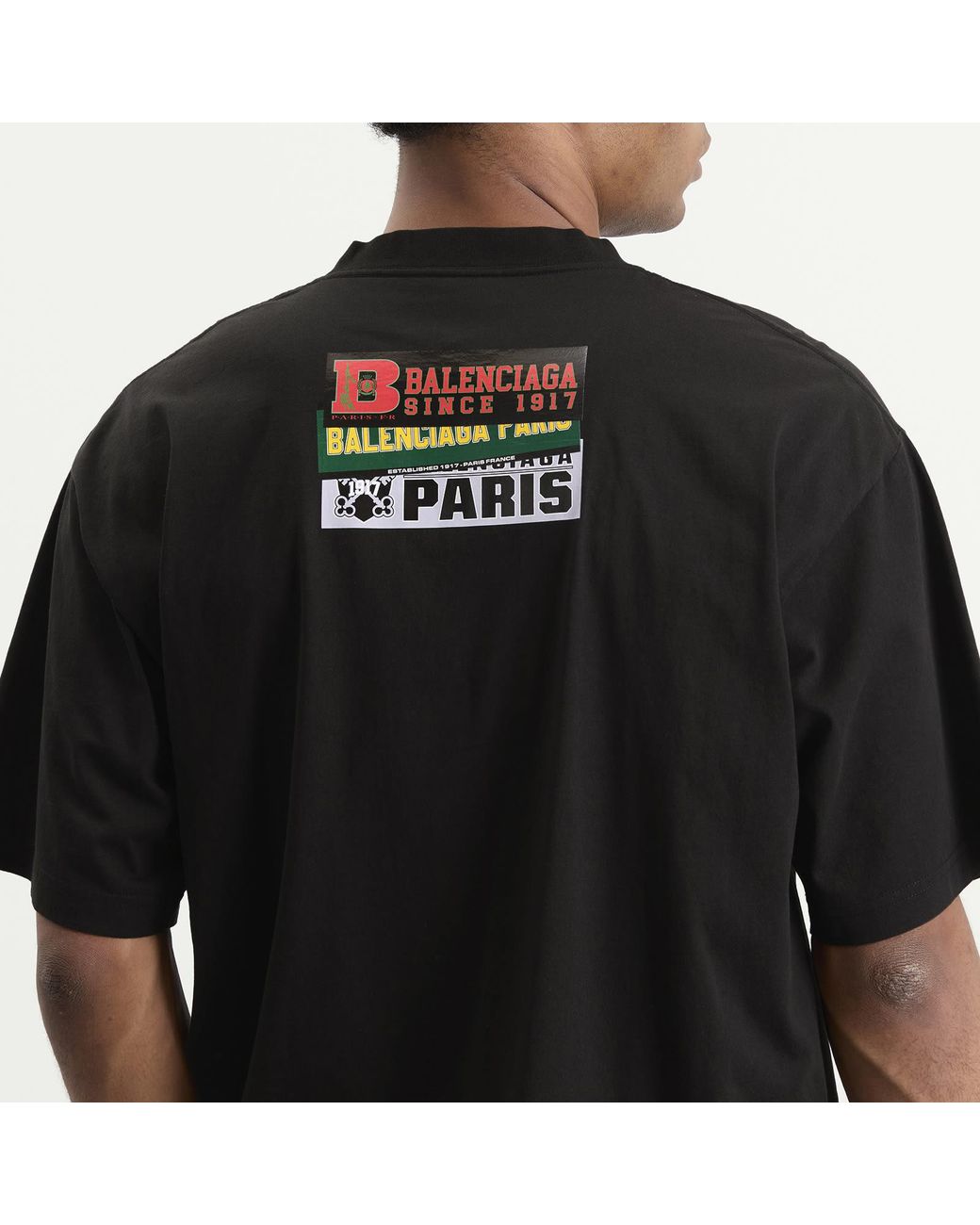 Balenciaga Black Bumper Stickers T-Shirt for men