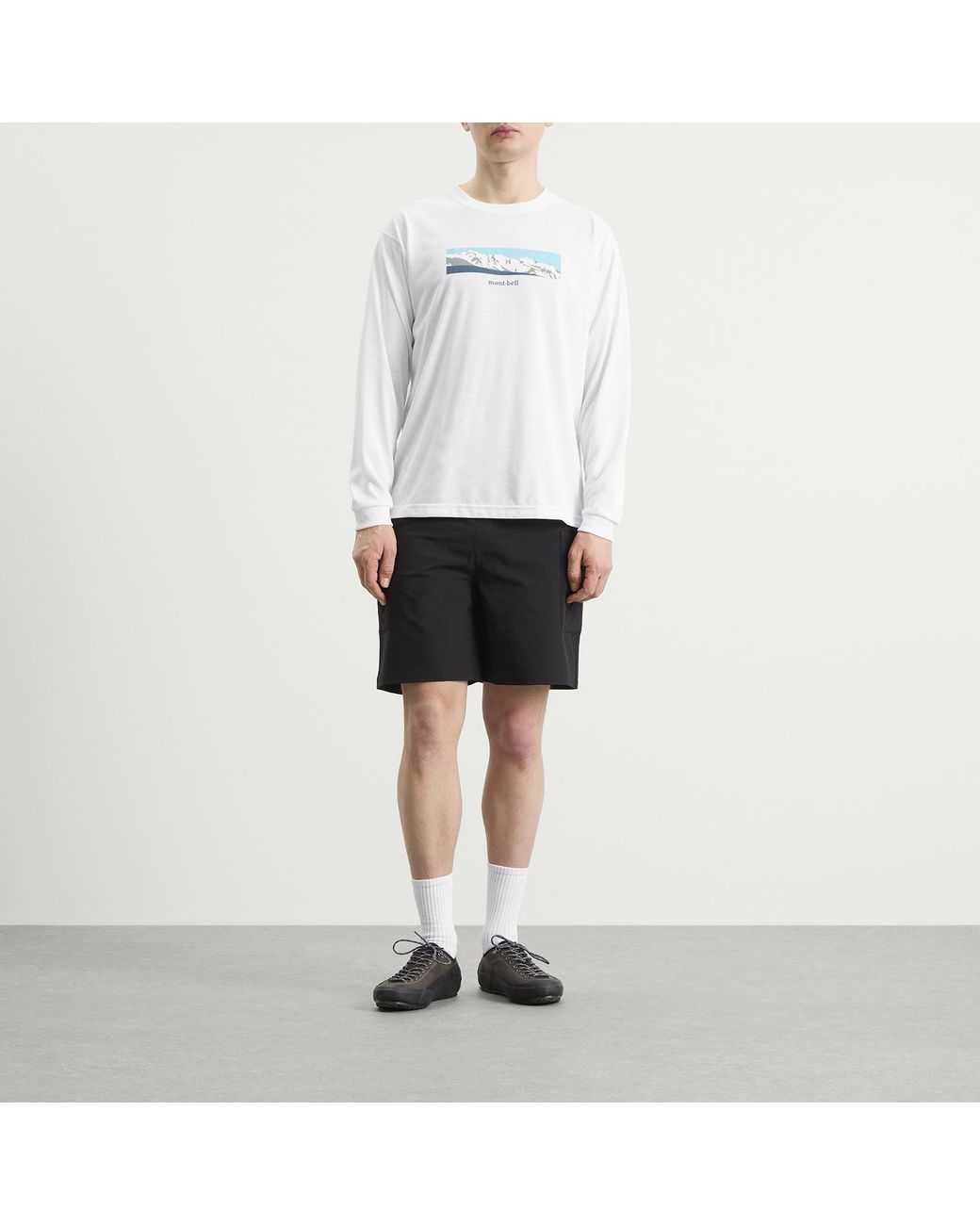 Montbell White Wickron Mountain Range Longsleeve T-Shirt for men