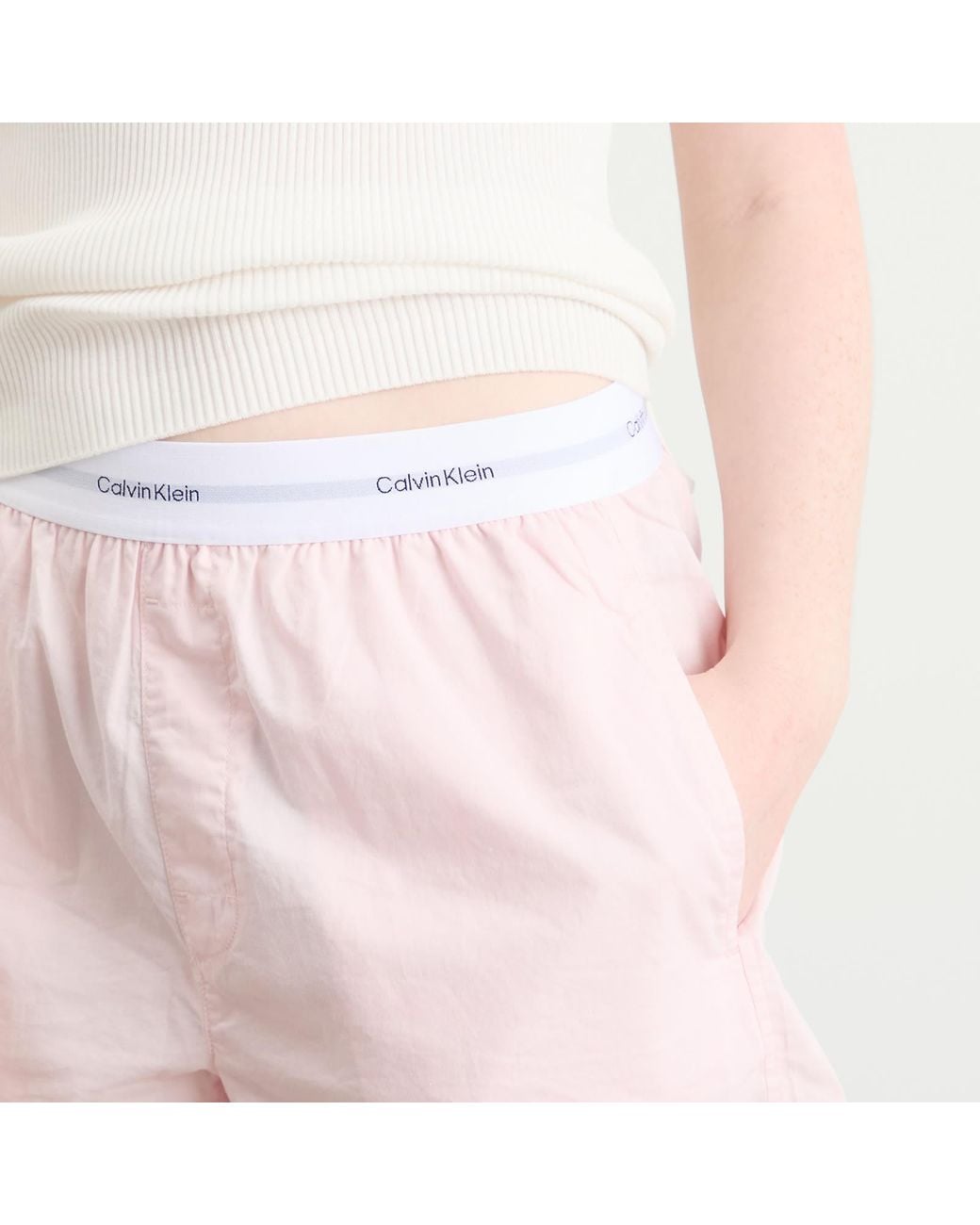 Calvin Klein Pink Cotton Poplin Sleep Short