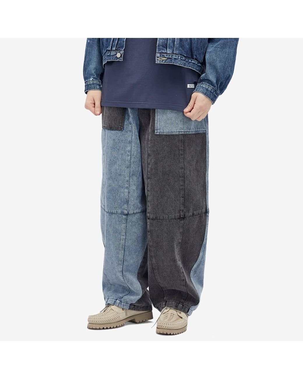 【ANGLAN】24SS★ [AG] Denim Mix Fatigue Balloon Pants AG] Denim Mix Fatigue Balloon Pants - Blue & Grey - ANGLAN