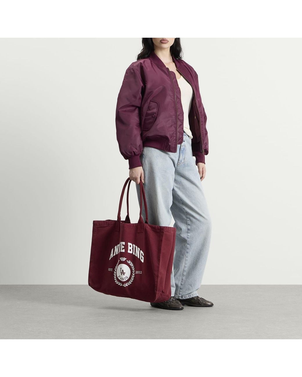 Anine Bing Red Leo Canvas Tote Bag