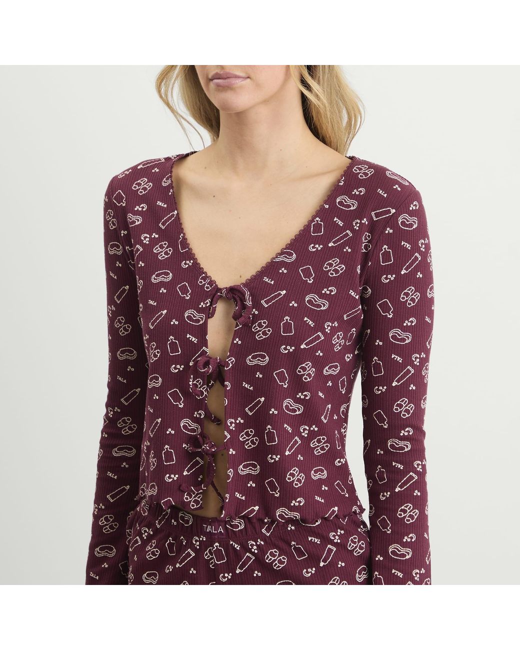 Tala Purple Sleep Lounge Tie Cardigan