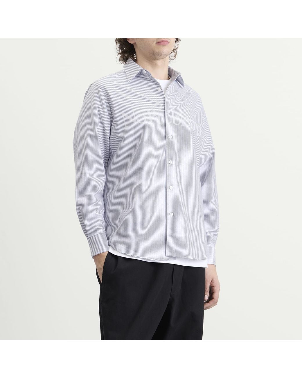 No Problemo Blue Oxford Stripe Ls Shirt for men