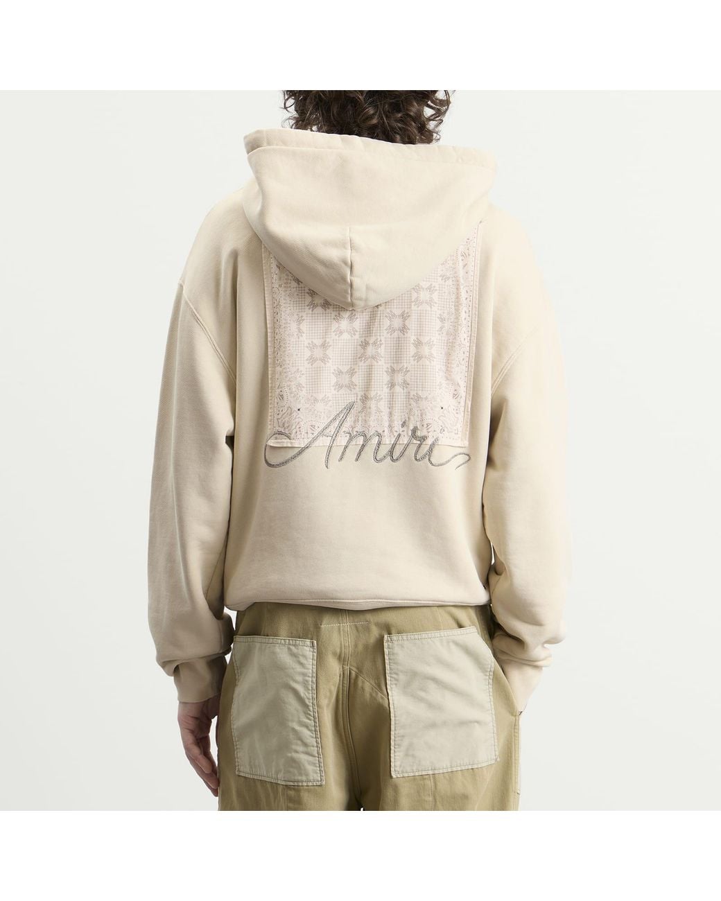 Amiri Natural Ma Check Patch Skate Hoodie for men