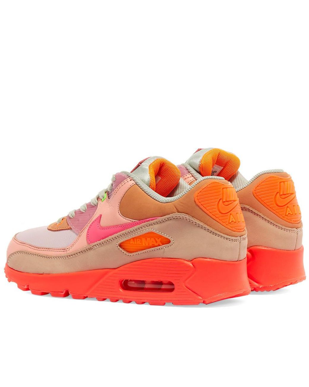 Nike Pink And Orange Air Max 90 Sneakers With Layered Design And Integrated  Air Technology. | Lyst UK