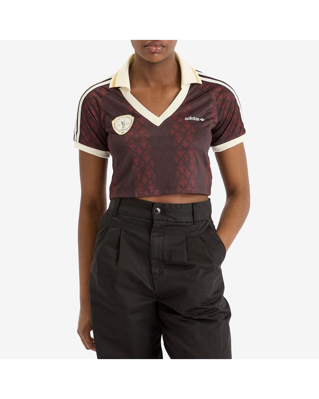 adidas Originals Retro Sports Cropped Jersey in Brown | Lyst UK