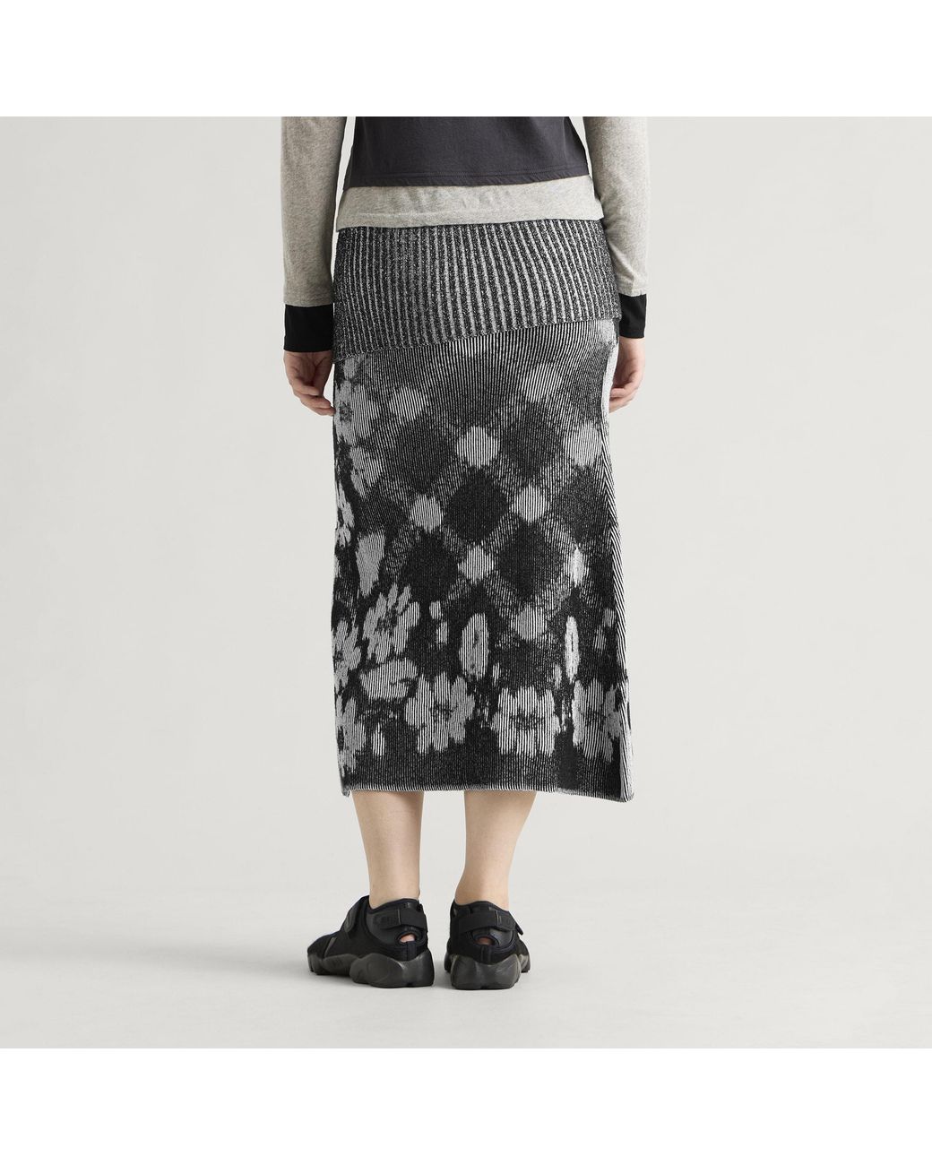 PAOLINA RUSSO Gray Illusion Knit Long Skirt