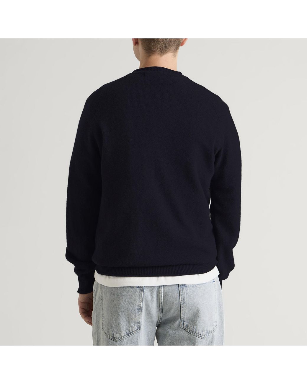 Pittari Blue Usk Lambswool Roll Collar Jumper for men