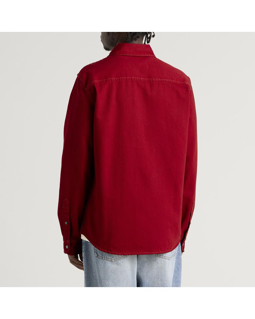 AMI Red Cotton Button Down Adc Shirt for men