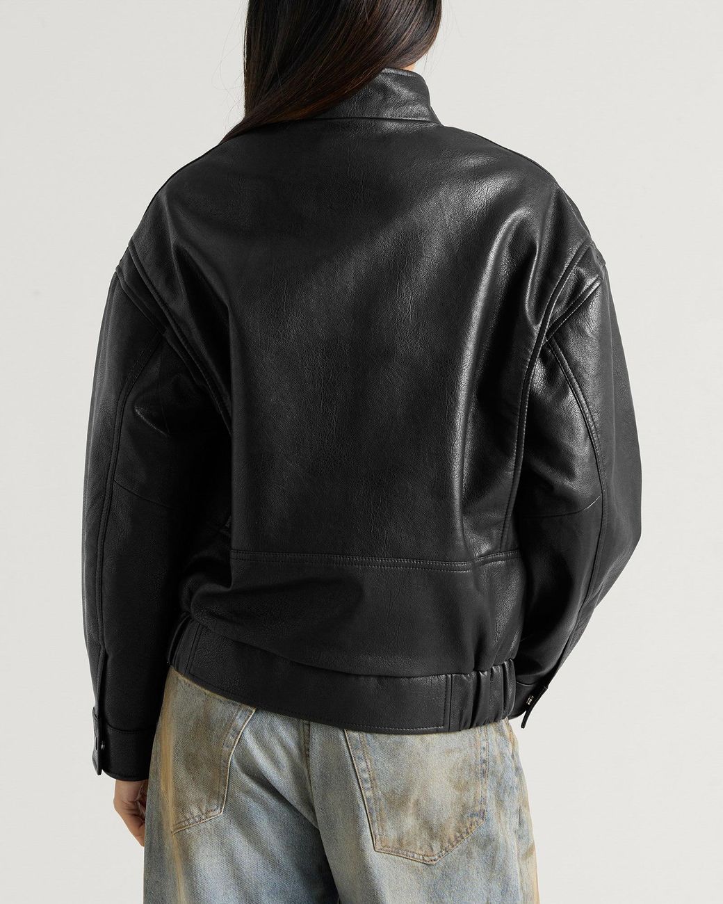 Charoux Black Tunnel Aviator Leather Jacket