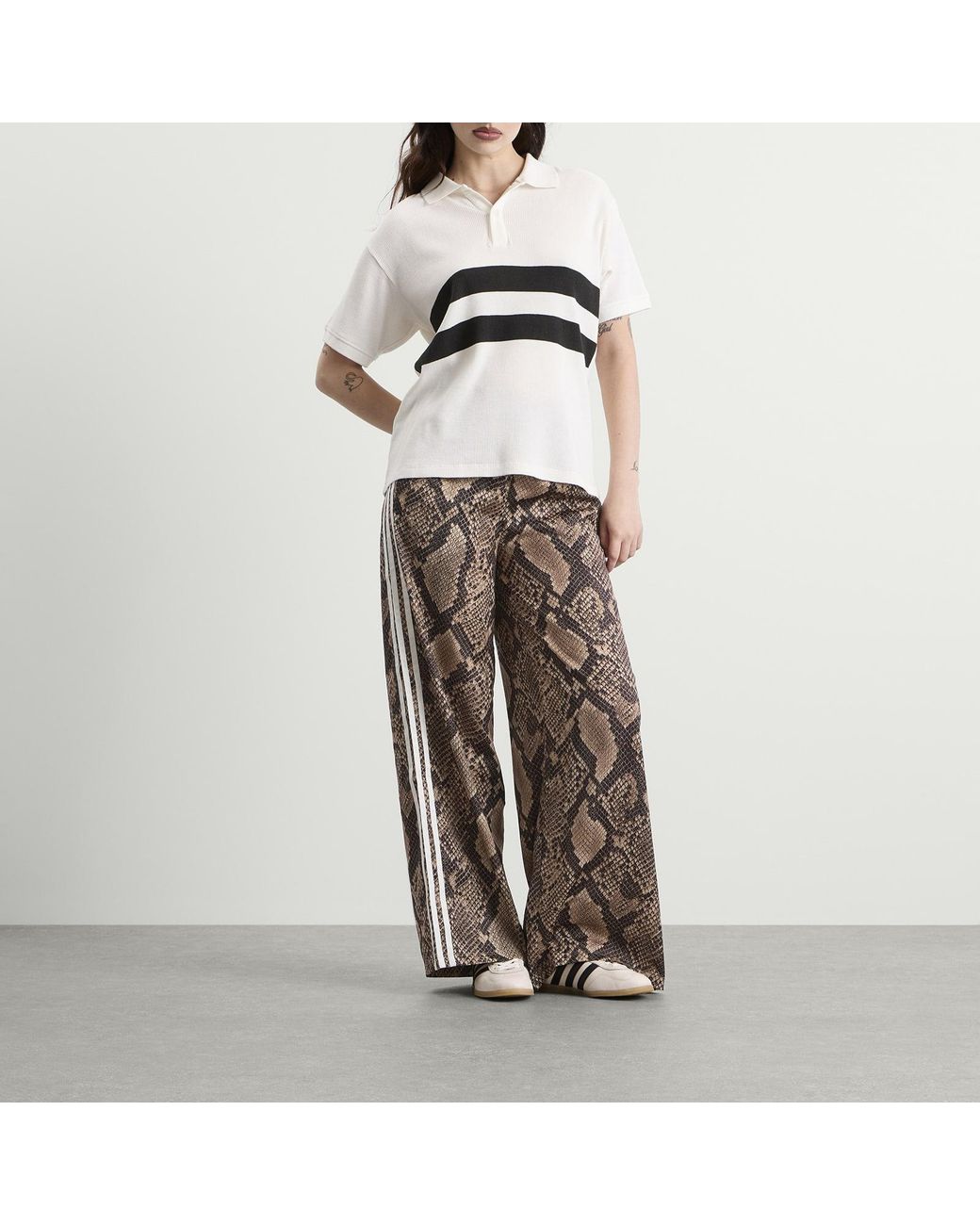 Adidas Gray Satin Wide Leg Track Pant