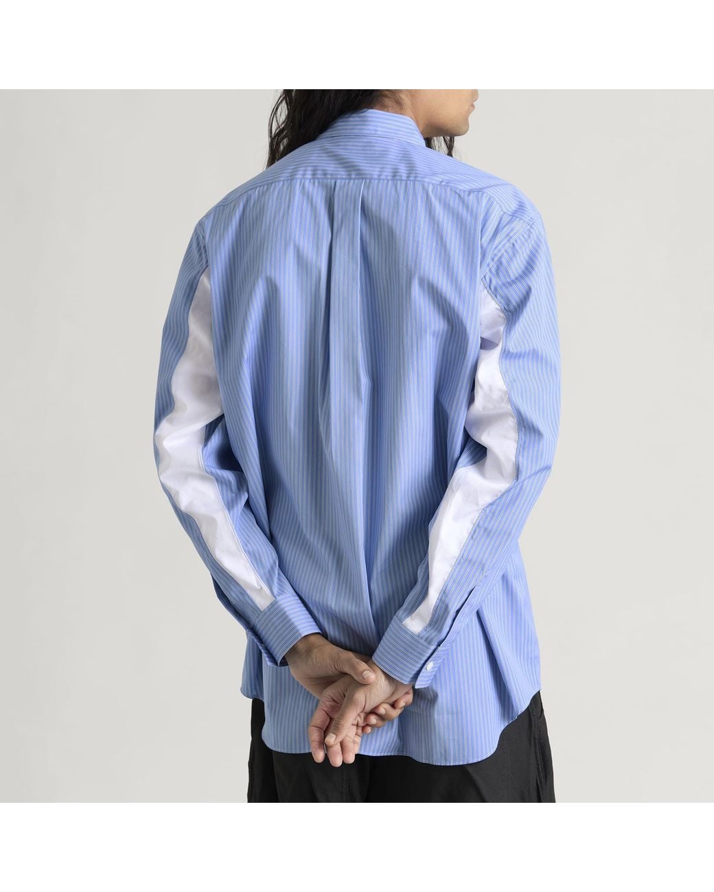 Comme des Garçons Blue Cotton Poplin Stripe Shirt for men