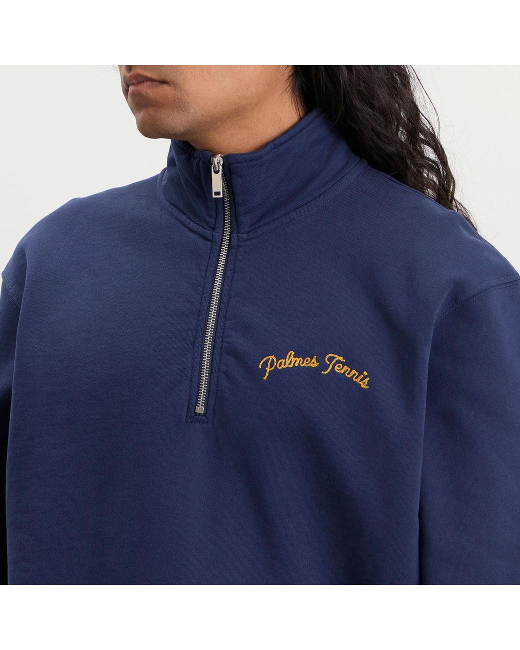 Palmes Blue Western Quarter-Zip Sweatshirt for men