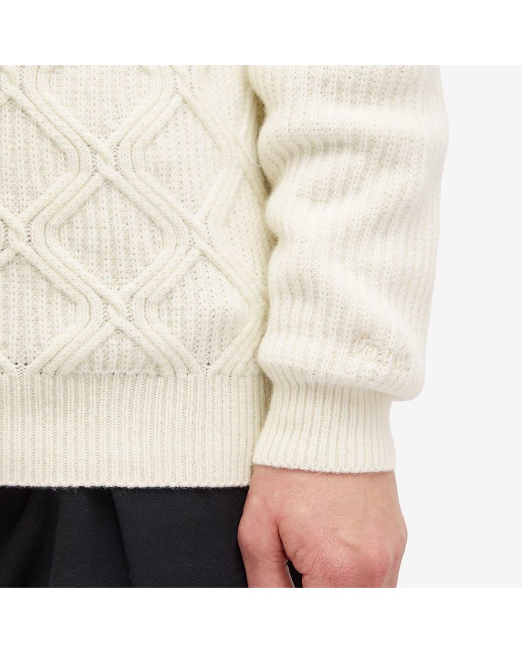 Forét White Bow Cable Knit Jumper for men