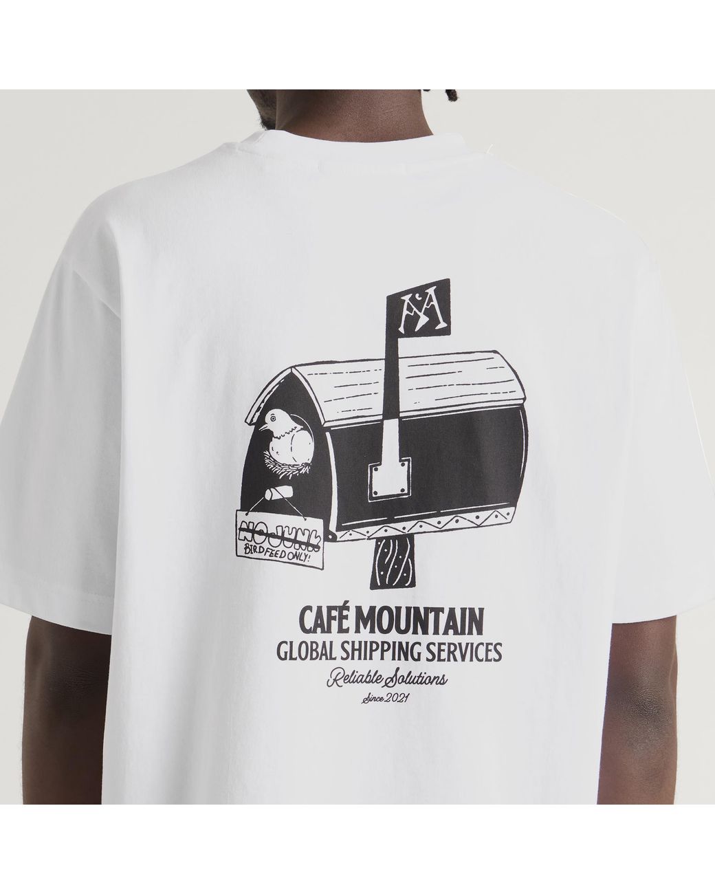 Cafe Mountain White Birdhouse T-Shirt for men
