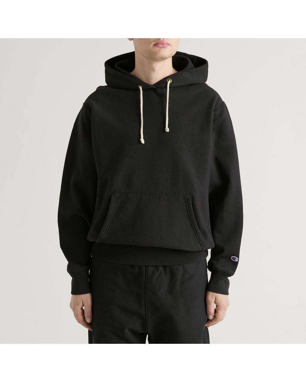 Champion Black Reverse Weave Relaxed Hoodie for men