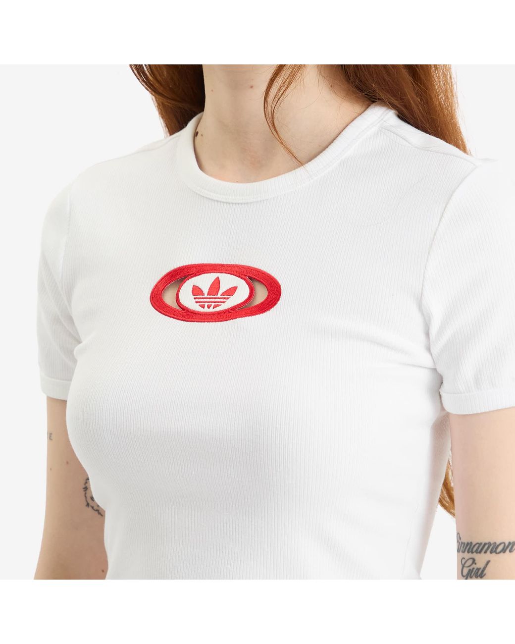 Adidas White Campus 2000 Cutout Ribbed T-Shirt