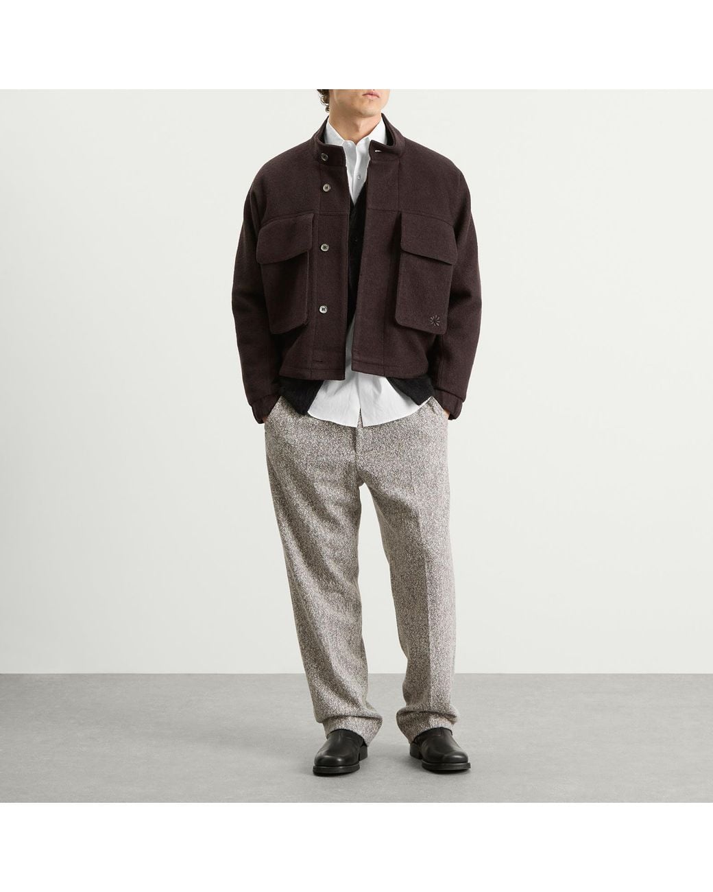 NN07 Gray Paw Herringbone Weave Trousers for men