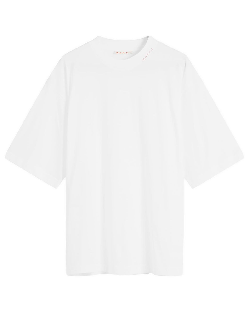 Marni マルニ / Overlay Logo Patch Oversized T-Shirt White organic cotton oversized T-shirt with Marni patches