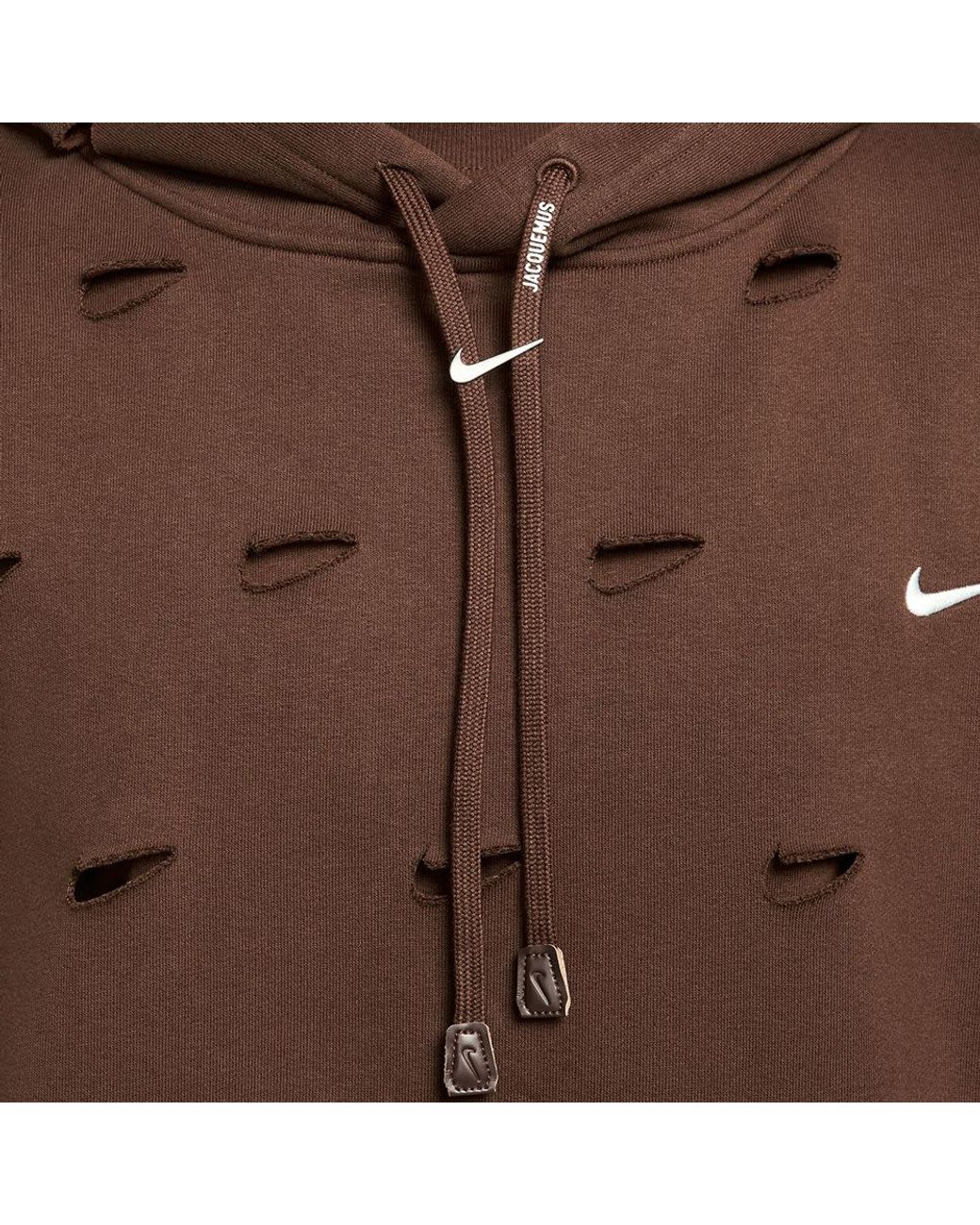 brown nike hoodie center swoosh