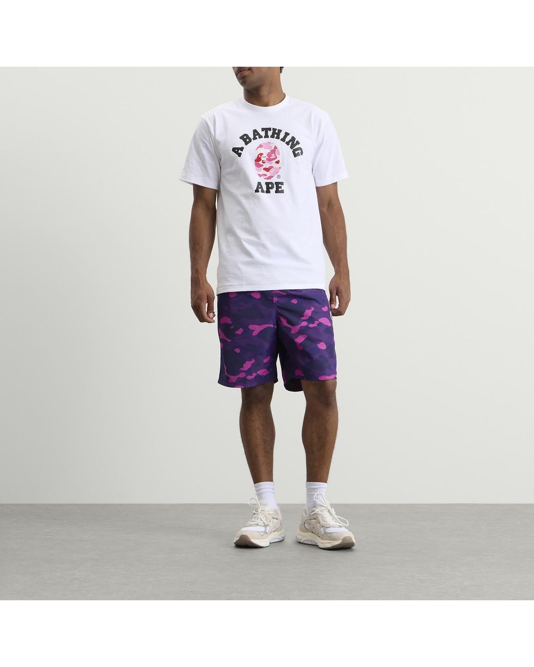 A Bathing Ape Blue Colour Camo One Point Beach Shorts for men