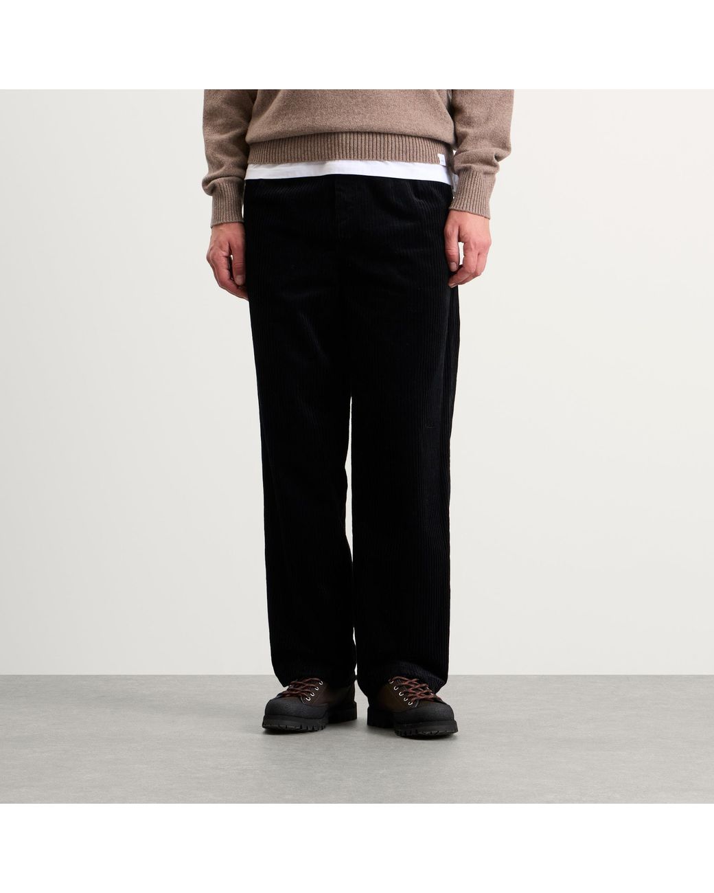 A.P.C. Black Ricky Double Pleat Corduroyl Trousers for men