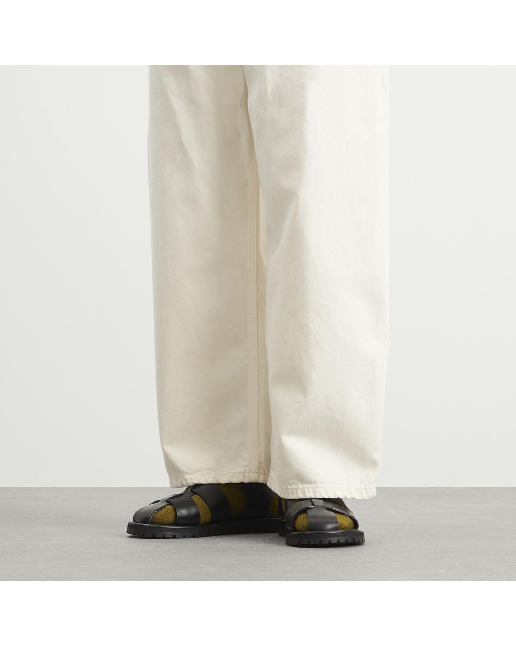 Studio Nicholson Black Sandom Leather Fisherman Sandal for men