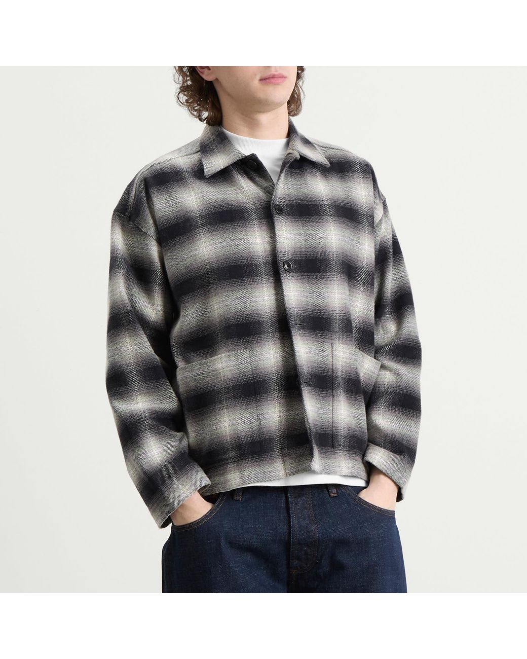 YMC Pj Check Flannel Overshirt in Grey for Men | Lyst UK