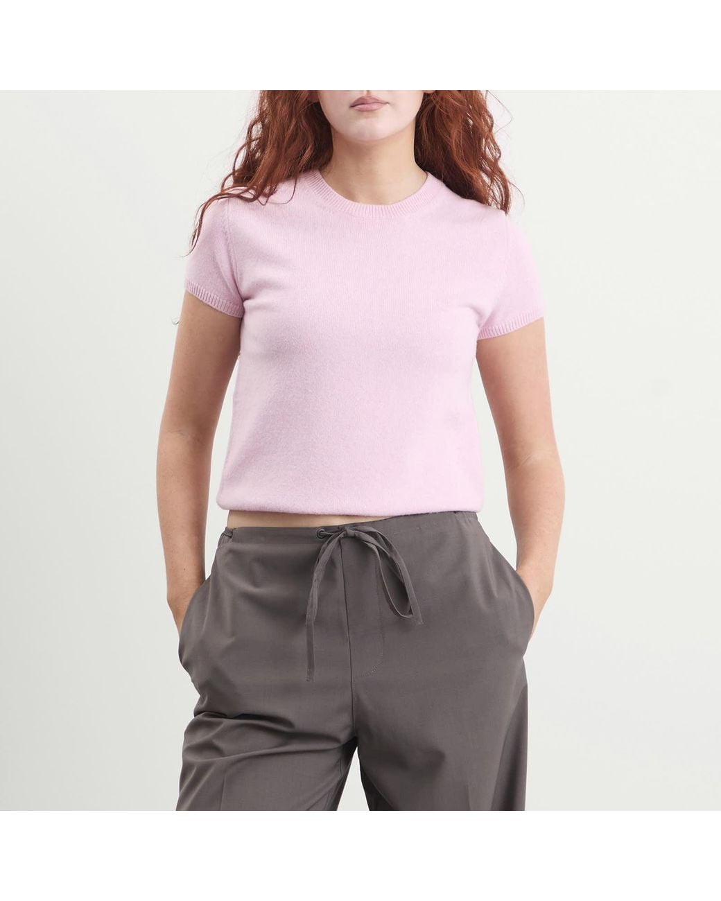 DUNST Pink Fluffy Knitted T-Shirt