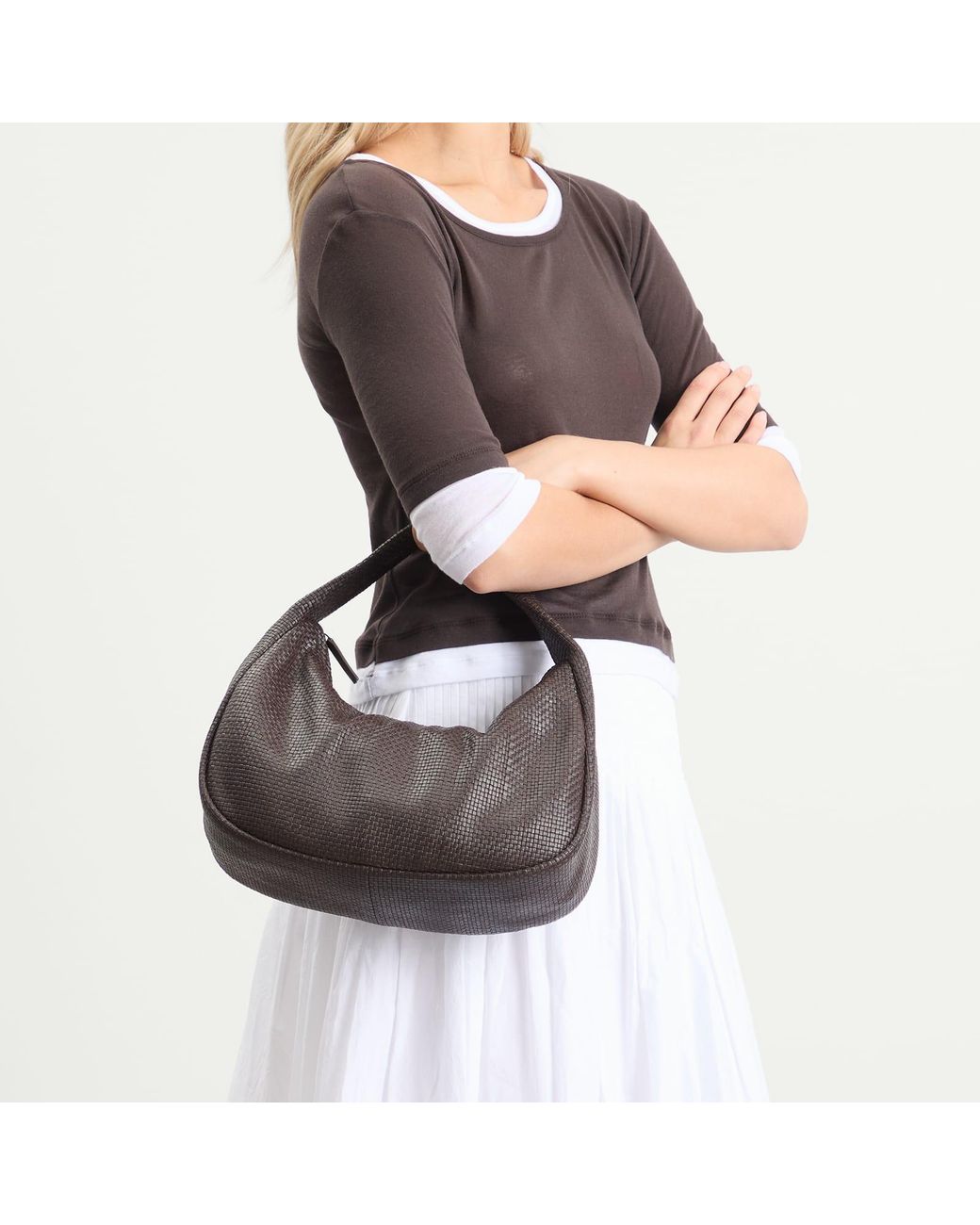 St. Agni Brown Woven Large Bon Bon Bag