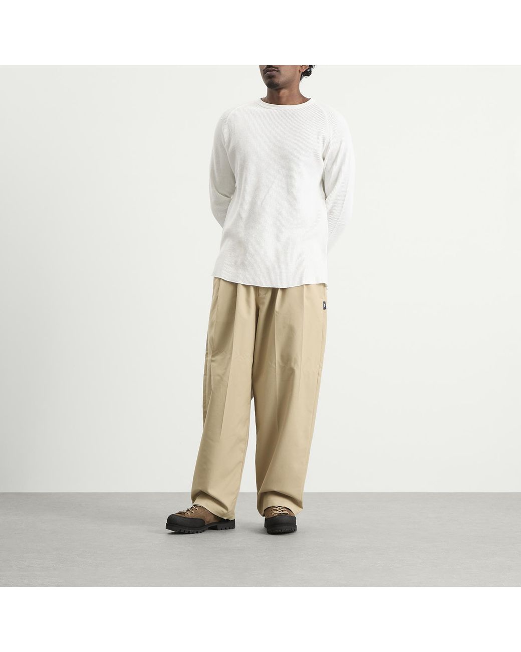 Beams Plus White Long Sleeve Thermal T-Shirt for men