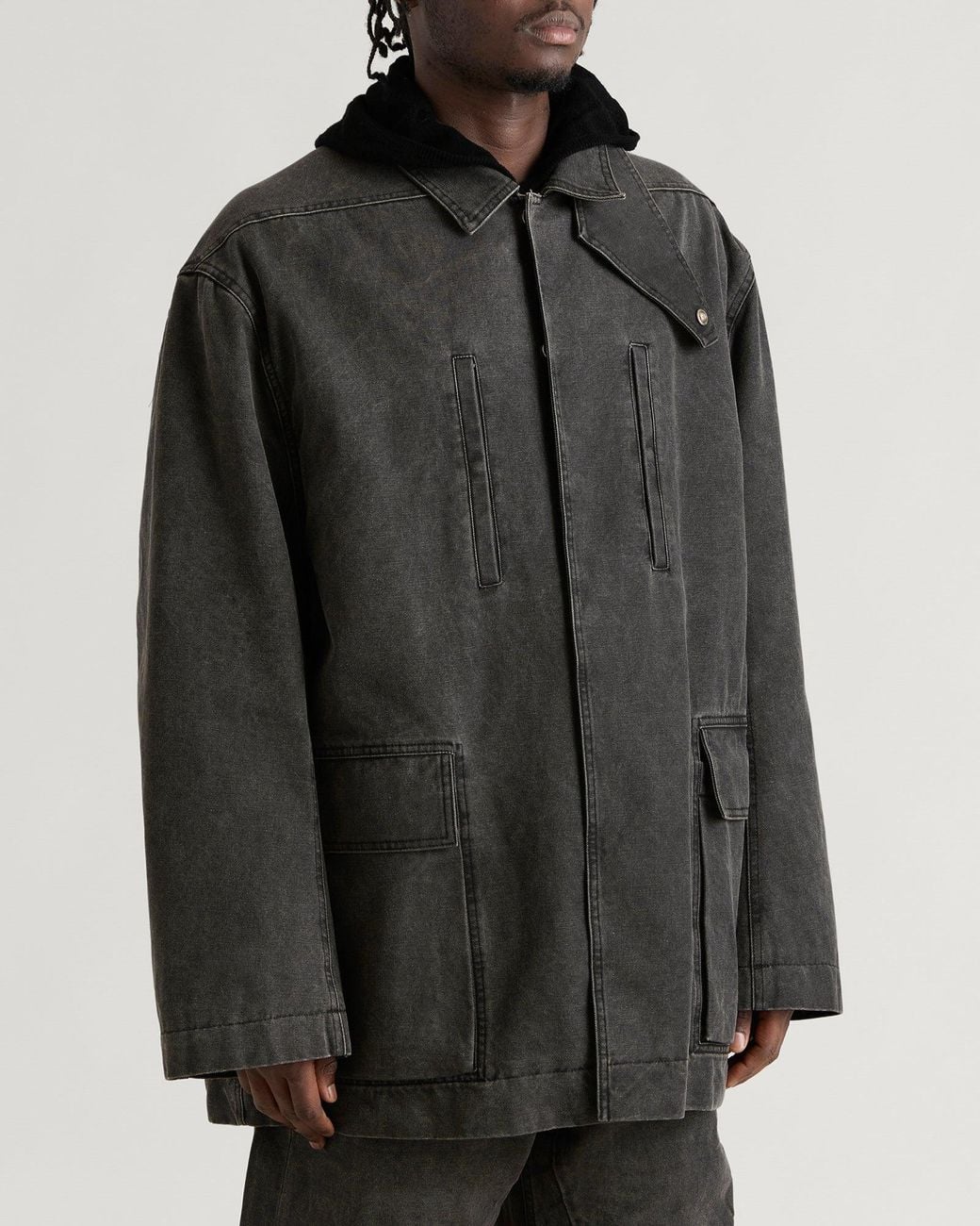 Rick Owens Gray Collared Canvas Mac Jacket for men