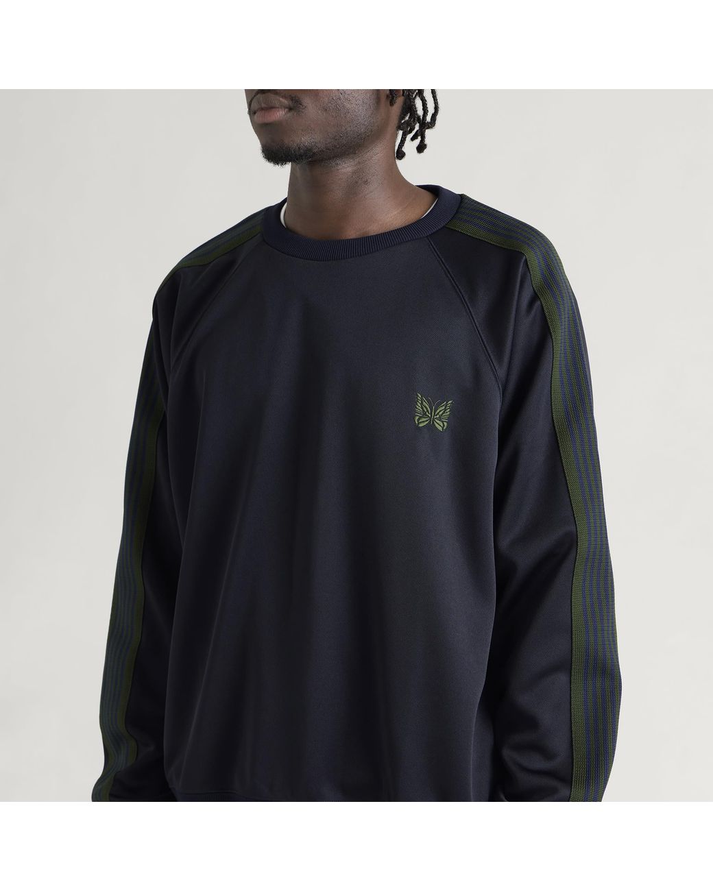 Needles Blue Poly Smooth Crew Neck Sweatshirt for men