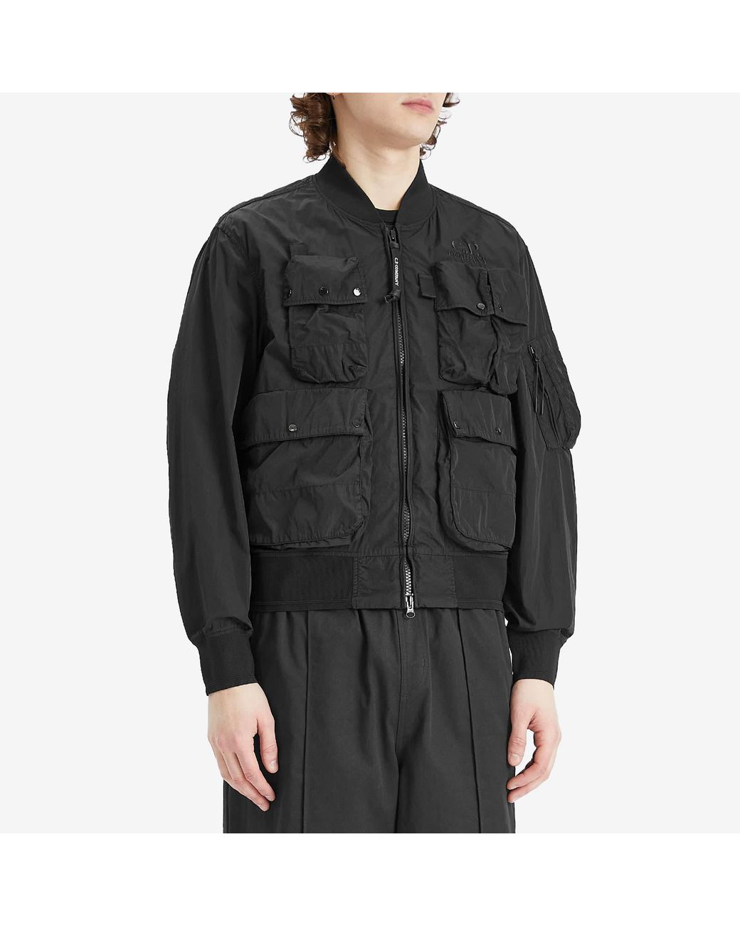 C.P. Company Chrome-R Multipocket Bomber Jacket in Black for Men