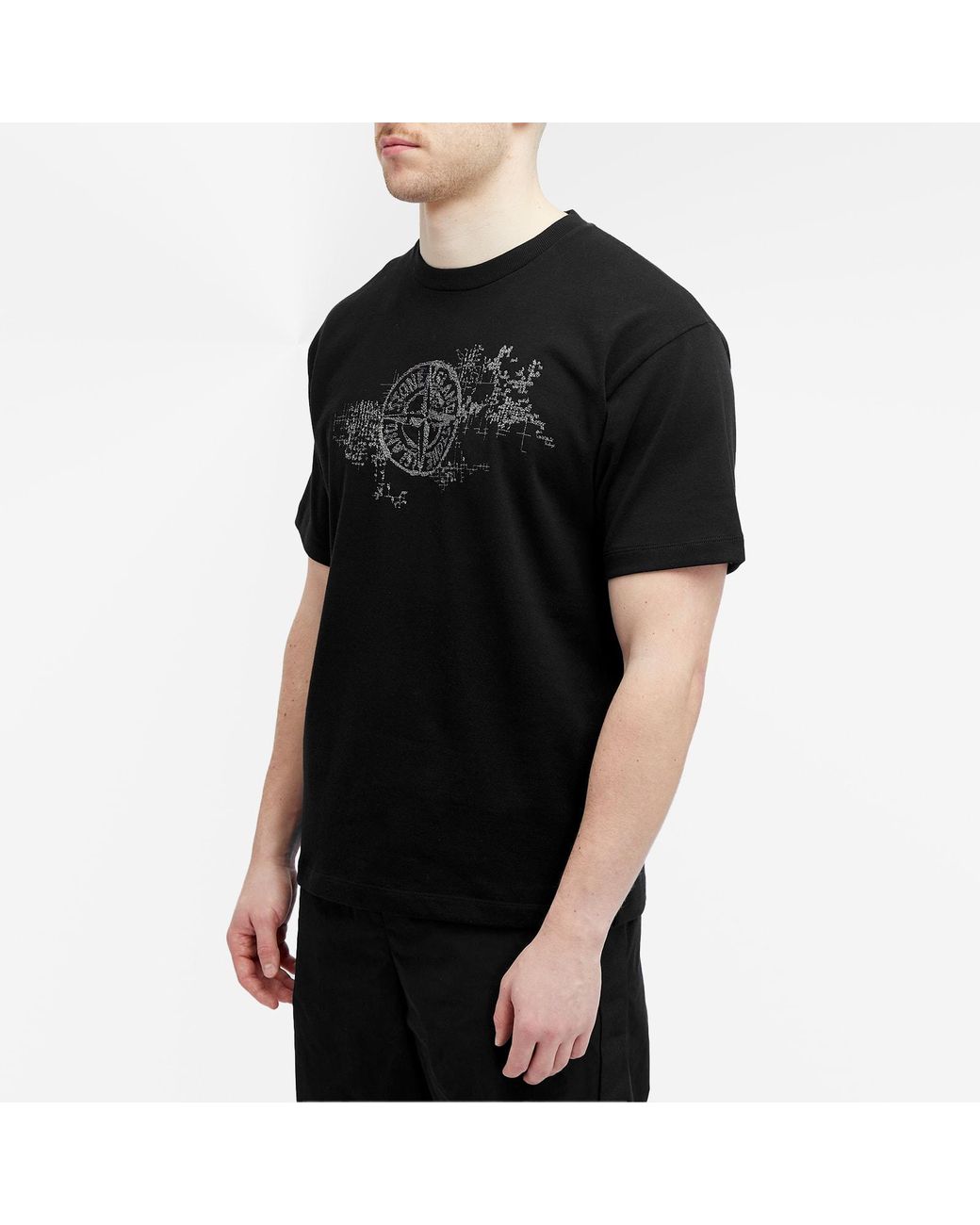 Tシャツ・カットソー STONE  Camo-logo T-shirt Black Stone Island Camo Three Badge Print T-Shirt in Black for Men