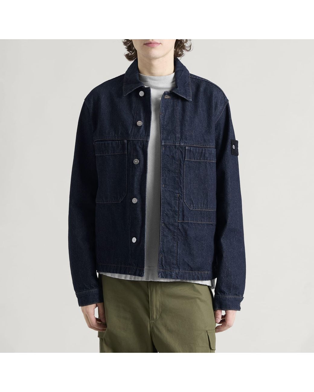 Stone Island Blue Rinsed Denim Jacket for men