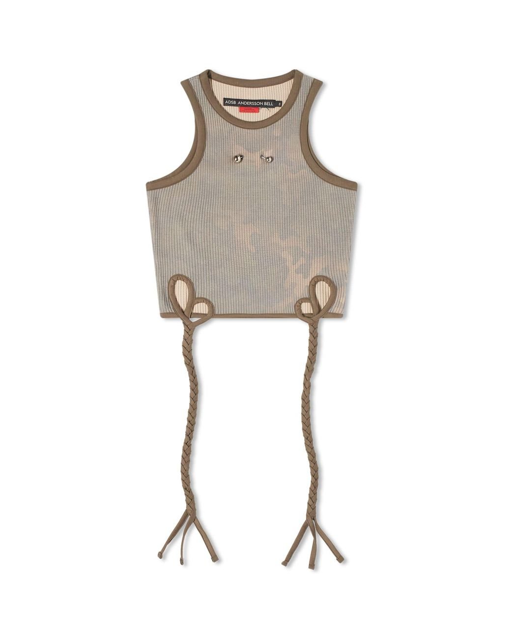 ANDERSSON BELL Camouflage Hand-Braided Waffle Tank Top in