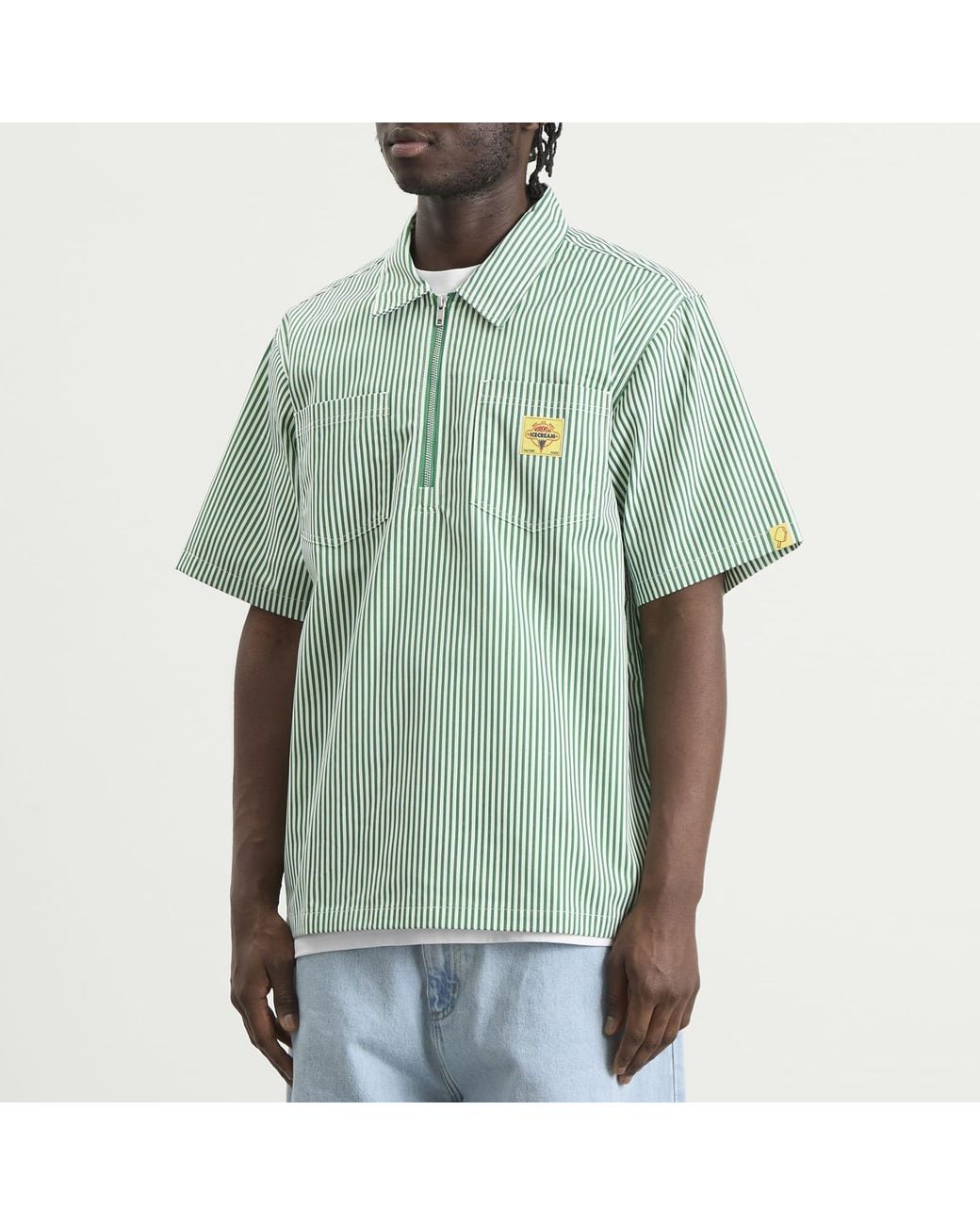 ICECREAM Green Ic Services Quarter Zip Work Shirt for men