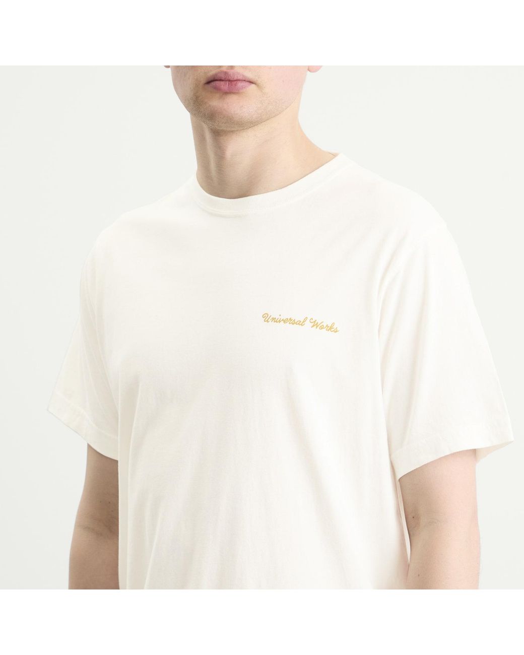 Universal Works White Wish You Were Here T-Shirt for men