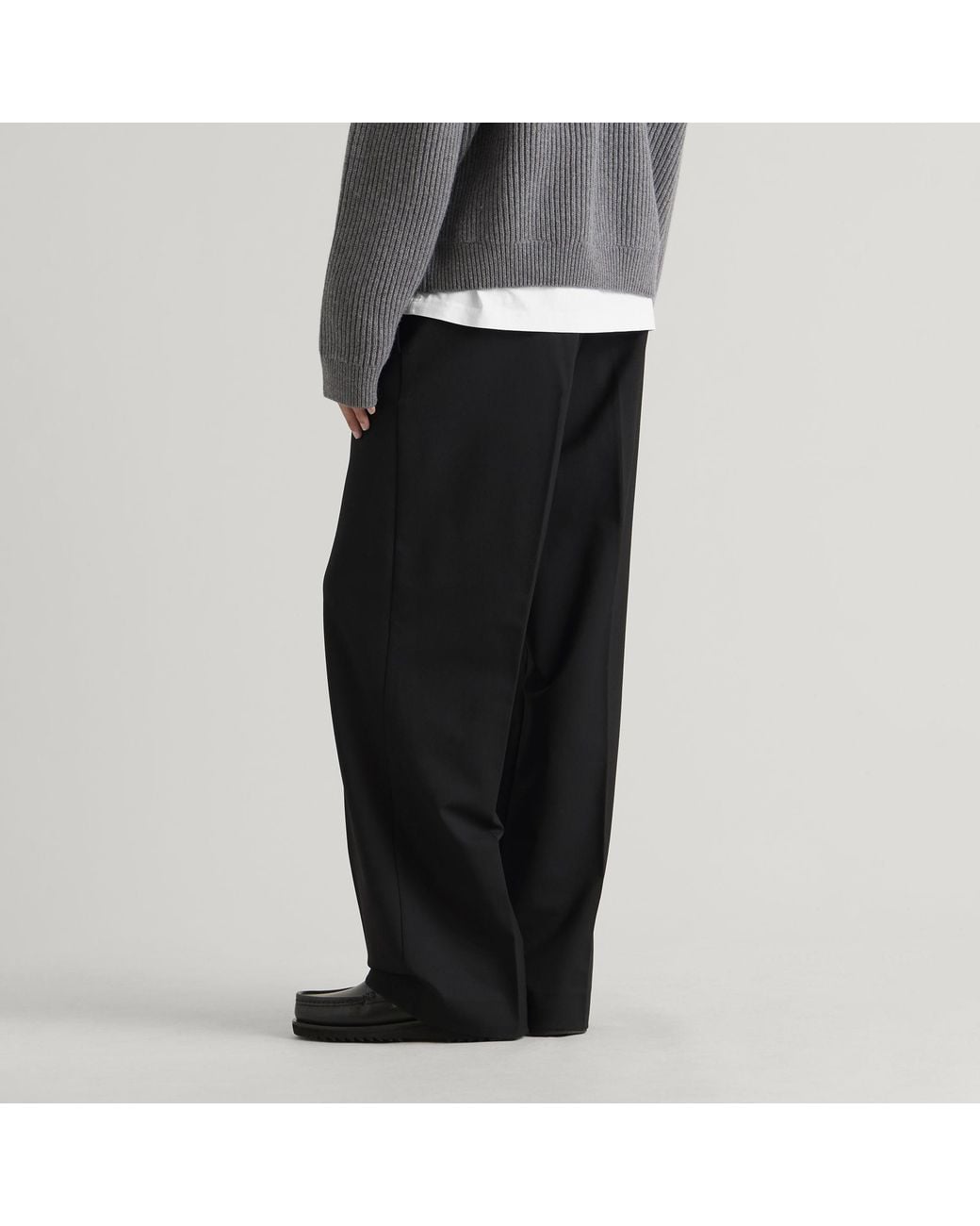 Wax London Black Piper Wool Blend Pleated Trousers for men