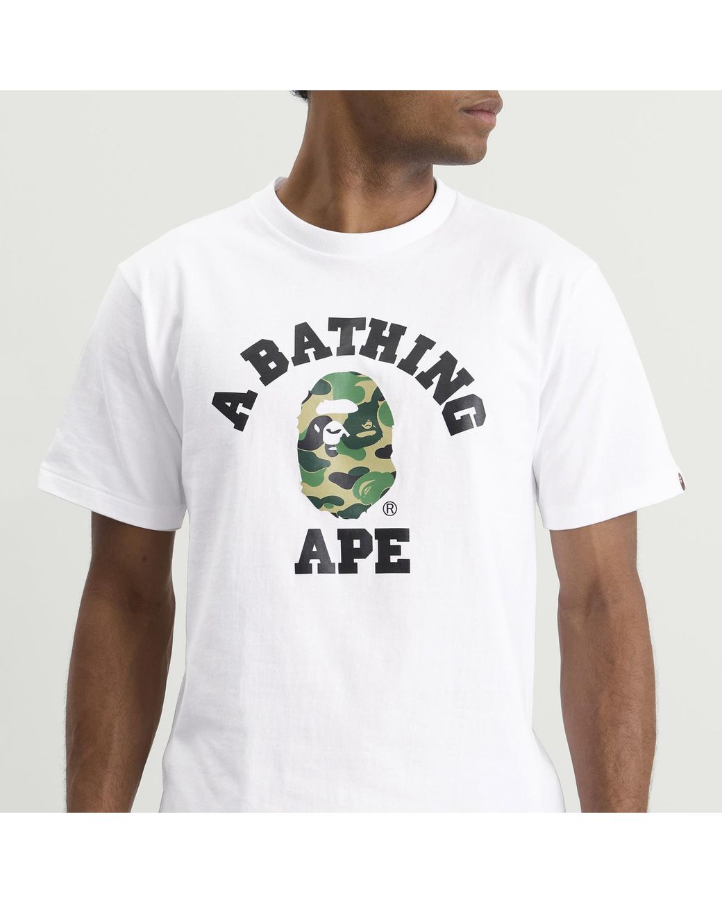 A Bathing Ape White Abc Camo College T-Shirt for men