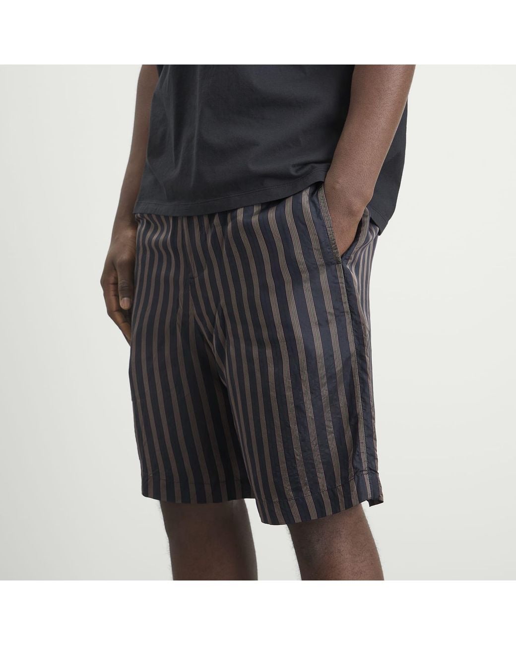 Dries Van Noten Gray Stripe Cupro Shorts for men