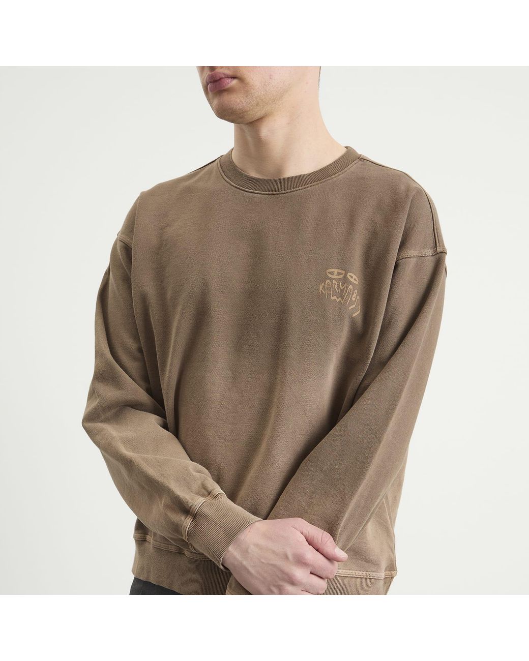 KARMA8A Brown Washed Crewneck Sweatshirt for men